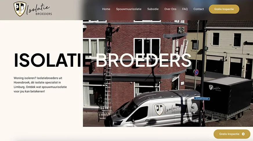 Website van Isolatie Broeders, gemaakt door 043WEB